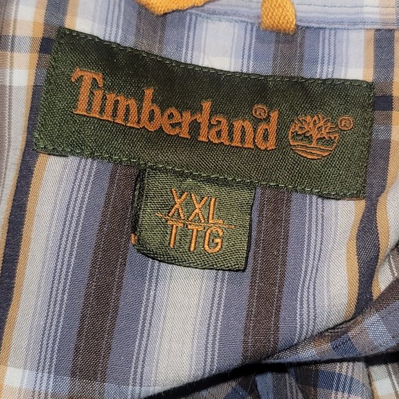 TIMBERLAND XXL Mens Button Up Shirt Grey Plaid Long Sleeve Shirt - Picture 4 of 7